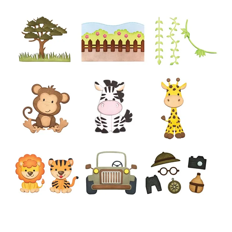 

Animals Car Willow Tree Fence Set Metal Cutting Dies for DIY Scrapbooking Paper Cards Making Decorative Crafts Supplies 2019 New