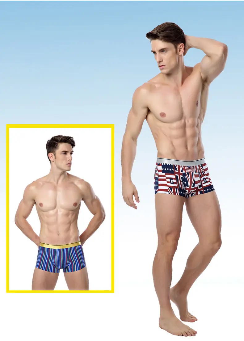 4PCS Lot Mens underwear ice breathable male boxers short print Mens bodysuit under pant Nylon Spandex Fit Size L-2XL Muls Brand-01