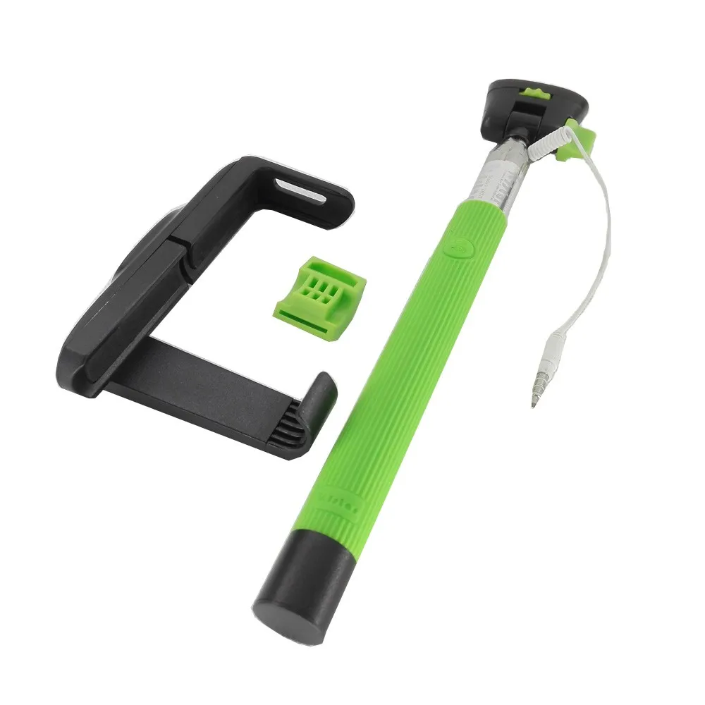 Z07-7 аудио кабель проводной selfie палка расширяемой монопод самостоятельная stick для iphone 7 6 plus 5 5s 4S ios samsung Android - Цвет: Green
