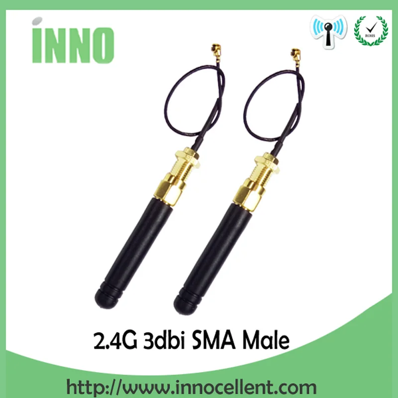 

50pcs/lot 2.4 GHz antenna SMA Male connector 2dbi wifi antenna rubber Zigbee short antenna+ PCI U.FL IPX to RP-SMA Pigtail Cable