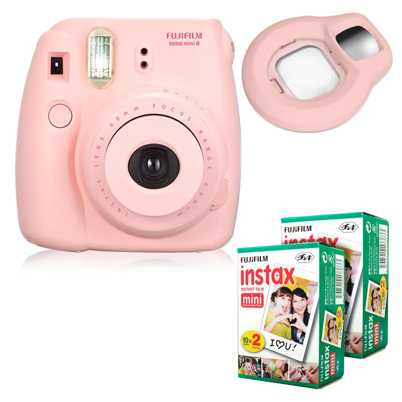 Fujifilm Instax Mini 8 мгновенная камера-розовый+ Fuji белый край 40 пленка+ объектив крупным планом-розовый