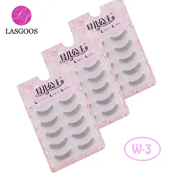 

LASGOOS 15Pairs/Lot Brown Natural Looking Short Thin 5mm False Eyelashes Lash Line Lashes Strips for School Daily Use W-3