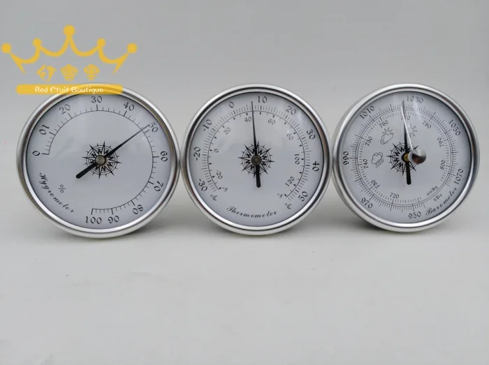 

Silver metal face Precision Aneroid 72mm Diameter Round Dial Trac Outdoor Fishing Barometer hygrometer thermometer three-piece