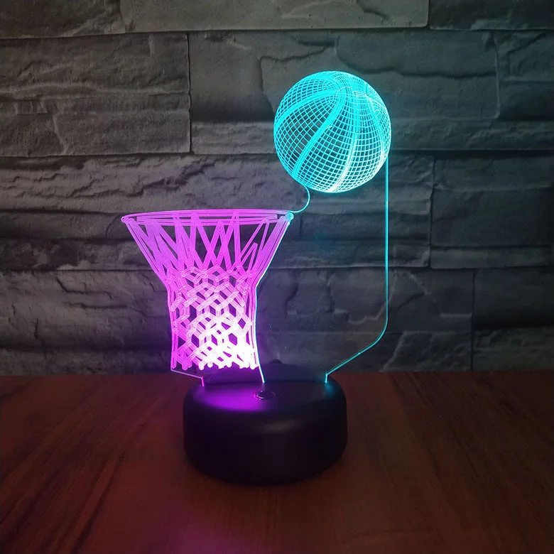 

Sports Basketball Multicolor 3d Lamp Bedside Room Decoration Battery-powered Lamp Kids Children's Led Night Light Sensor Decor