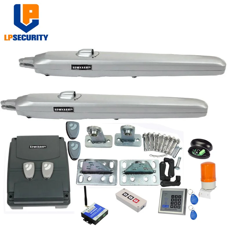 LPSECURITY 350KGS 24V DC forsee сверхмощный низкий напряжение двойные качели подъездные ворота открывалка с датчиком, GSM, вариант лампы - Цвет: set 8