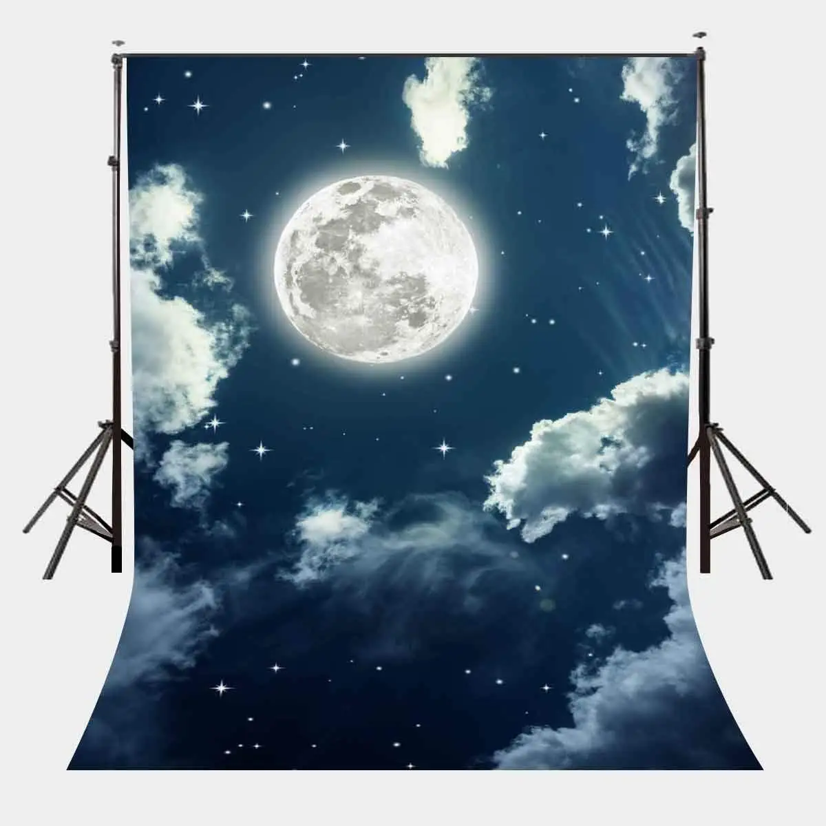 5x7ft фон для фотосъемки ночное небо вид яркая луна темно синий реквизит студии