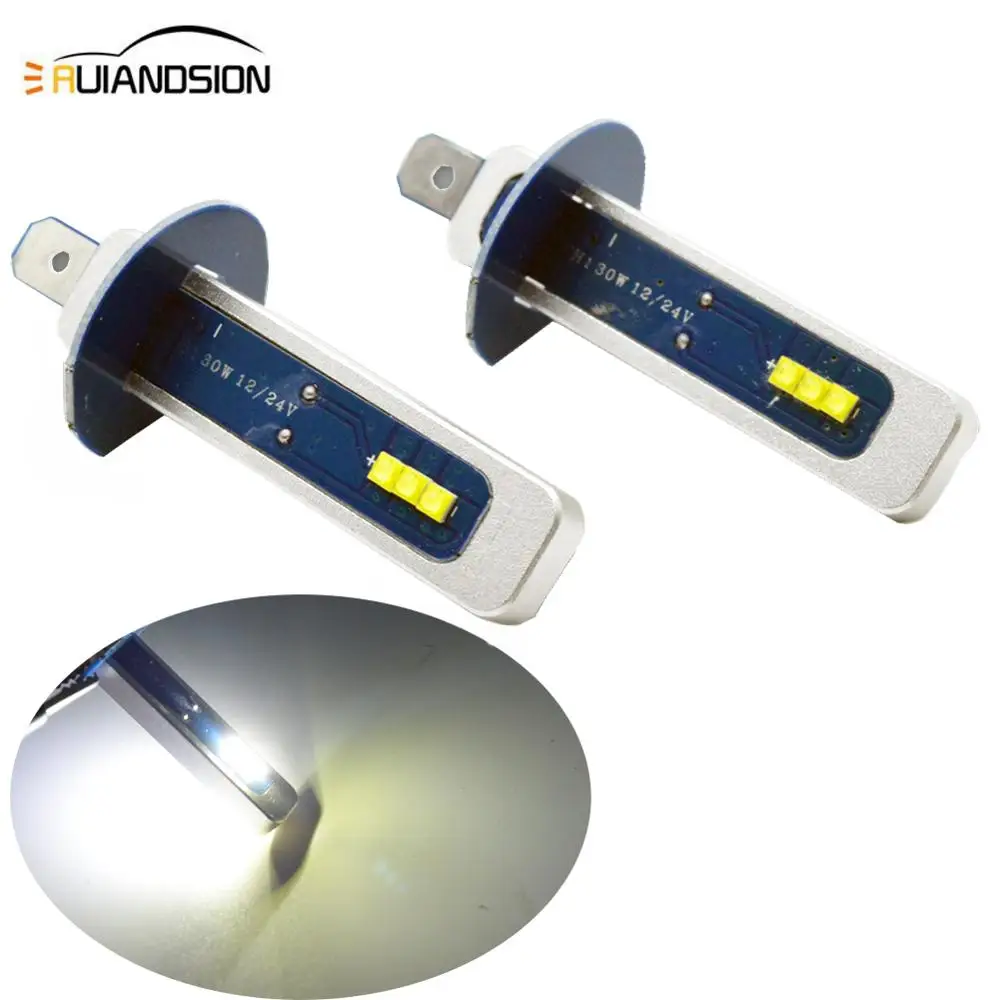 

2PCS 30W H1 H3 Driving Bulb SMD XB-D chips LED Fog Light 12/24V Fog Lamp car Running auto