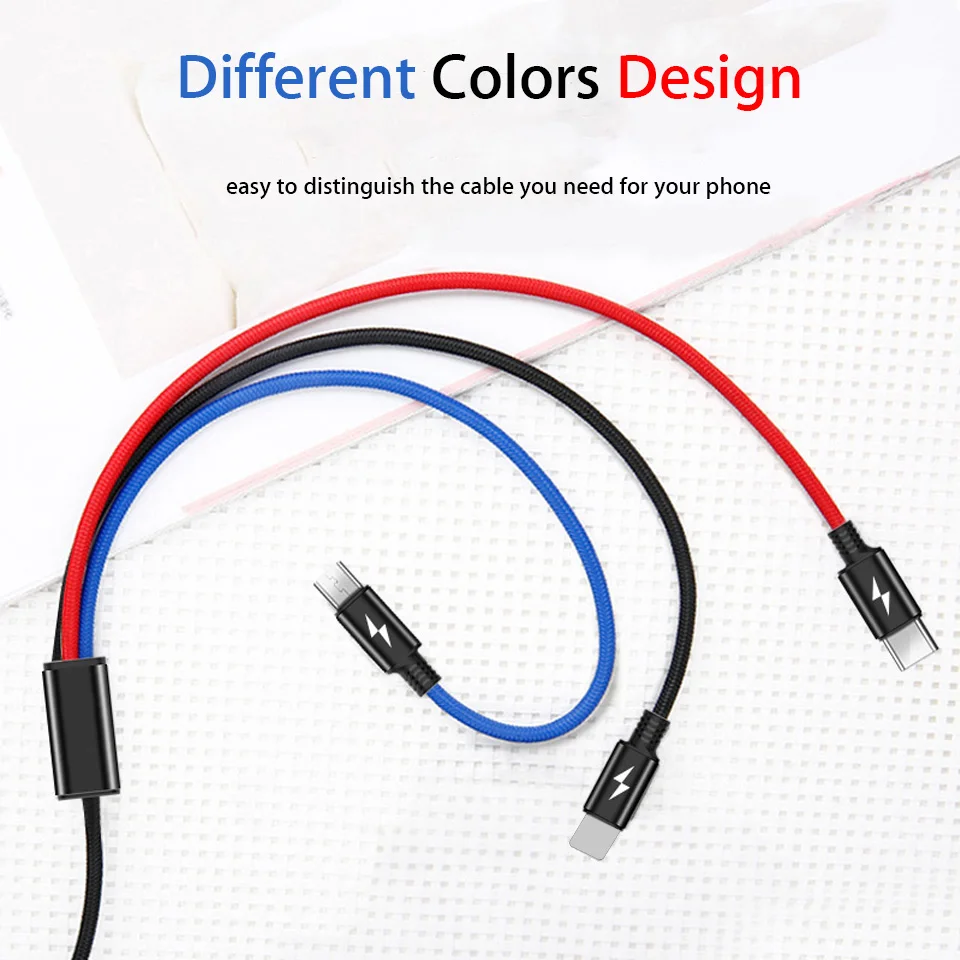 Зарядный кабель 3 в 1 Usb Type c для Samsung S9 S10 Huawei Nova 4 Nokia 8 9 Pureview Usbc Kabel 2 метра|Кабели