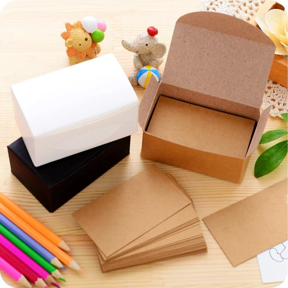 

200pcs Double-sided Blank Kraft Paper Business Cards Word Card Message and Word card retro style DIY Gift Card New Year L140