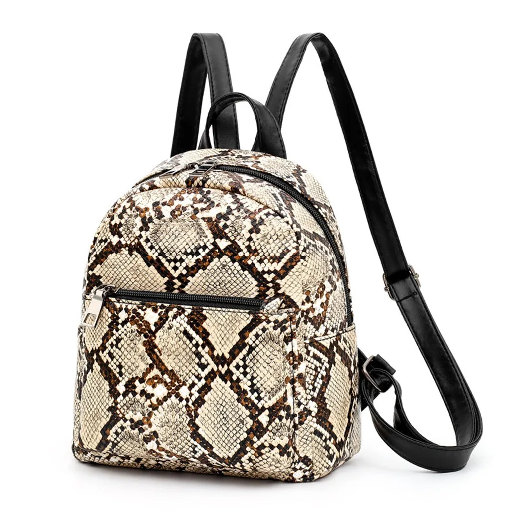 

2019 New Snake Backpack Leather Female Mini Bag Women's Backpack Fashion Girls Backpacks School Bag Lady Shoulder bag