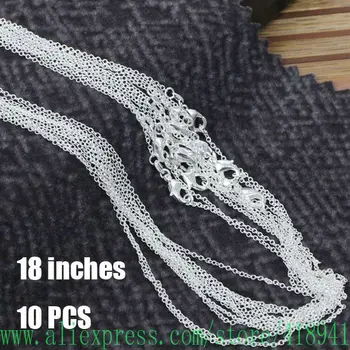 

10PCS C001 Wholesale silver plated 1mm Chain Necklace18" New Fashion Jewelry Fit DIY Pendant Charm Free Shipping