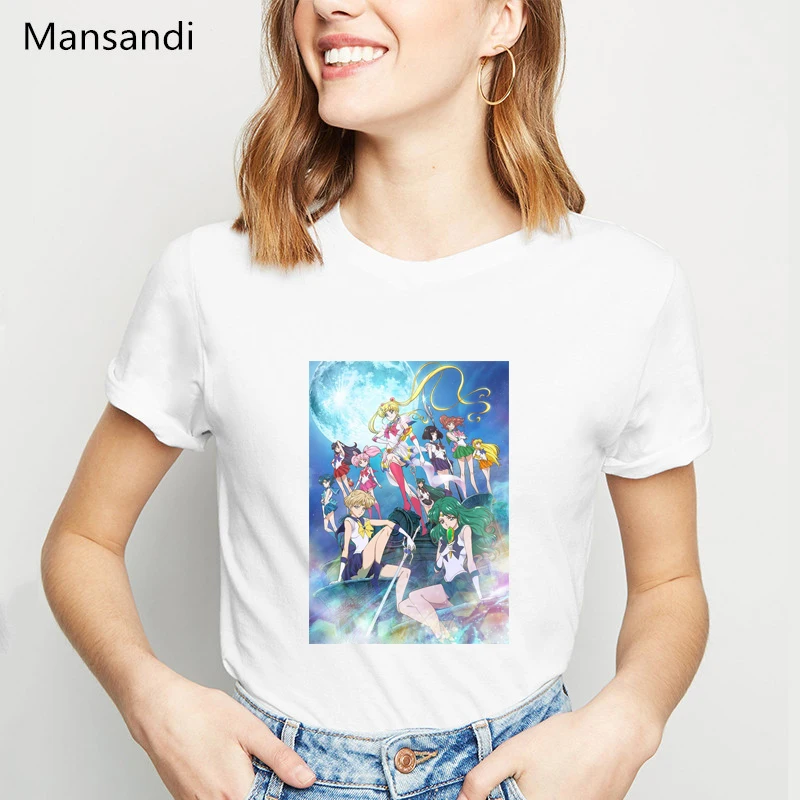 

2019 Ullzang Sailor Moon T Shirt women funny vogue tshirt femme harajuku shirt korean clothes female t-shirt tumblr tops tee