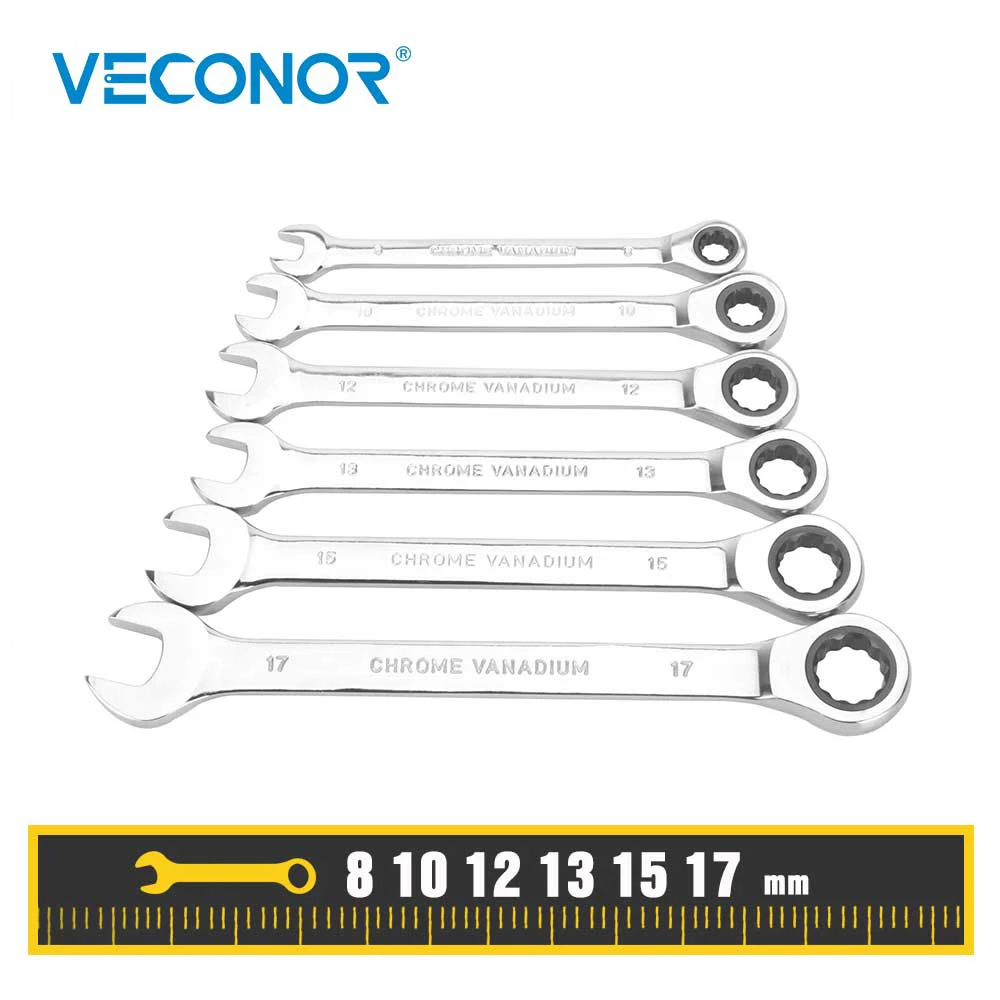 

8-17mm Ratchet Combination Wrench Set Car Repair Hand Tools Full Polished Ratcheting Spanner Kit A Set of Keys Gear Ring Wrench