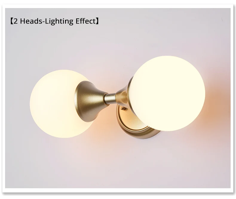 E27 Светодиодный светильник бесплатно) современный светодиодный настенный светильник 1/2, настенный светильник для дома/зеркальный стеклянный светильник для спальни/ванной комнаты, золотой лестничный светильник - Цвет абажура: 2 PCS Lampshade