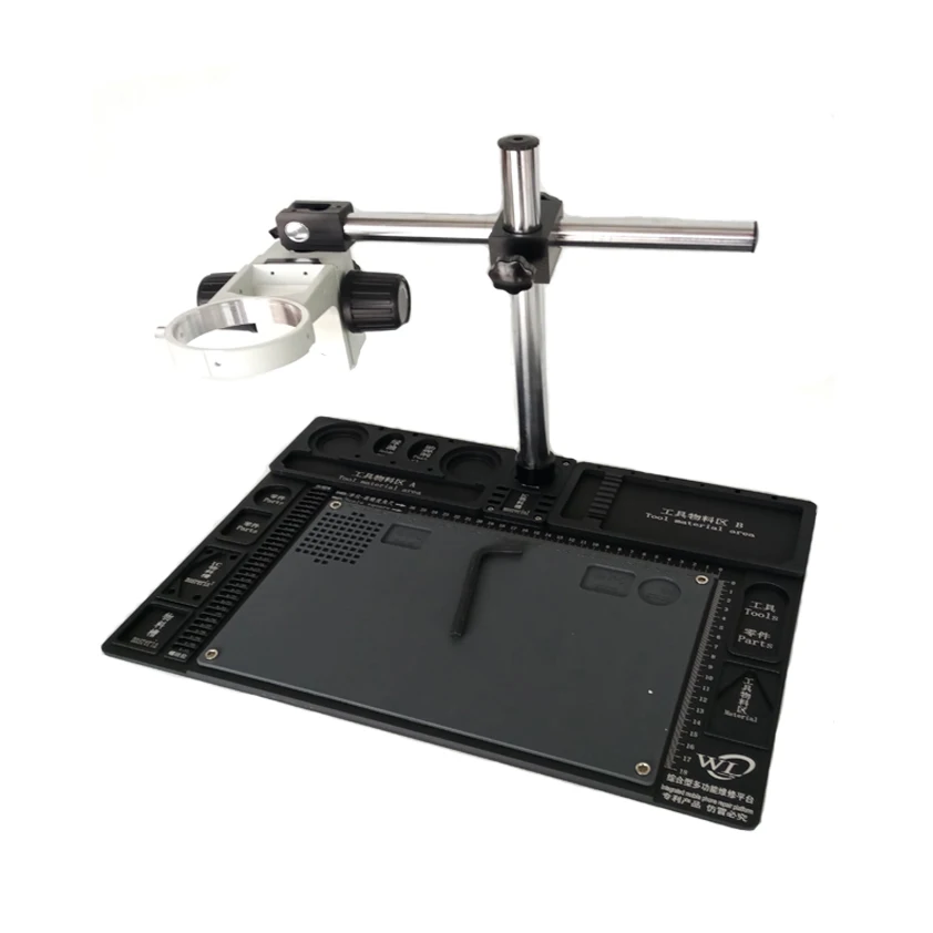 

Aluminium Alloy intergrated insulation mantenance table mat 76mm Ring Holder stand For Lab Industrial Microscope Camera