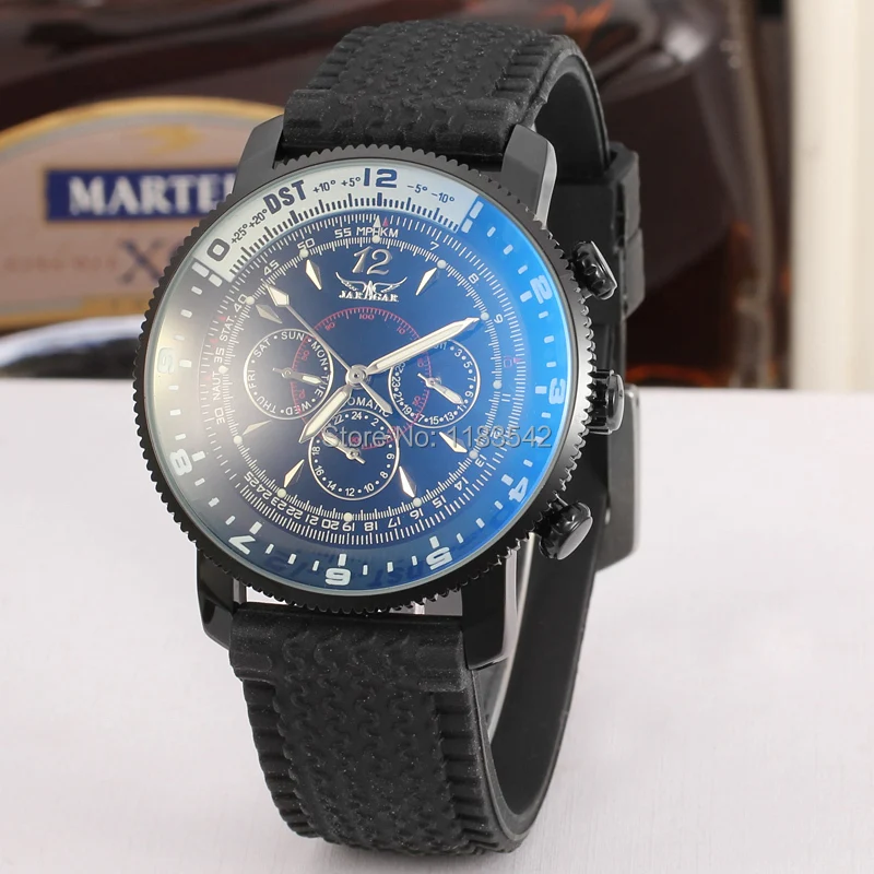 Jargar JAG6066M3B2 новые мужские автоматические Модные часы черные наручные для мужчин с
