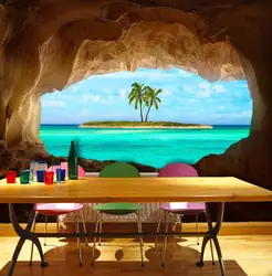 [Самоклеющаяся] 3D тропическая Кокосовая пальма пещера 038 настенная бумага настенная печать наклейка настенные фрески