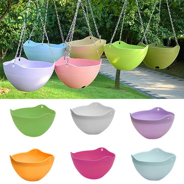 Hot Sale Plastic Flower Pot Hanging Basket Plant Pot with Hanging Chain For Houseplants Garden Balcony Decoration