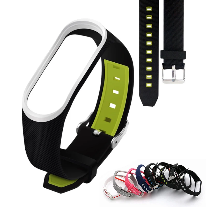 

Double Color Twill Soft TPU Strap for Xiaomi Miband 4 Mi Band 3 Silicone Wristband Wrist Straps Mi Band 4 Bracelet Metal Buckle