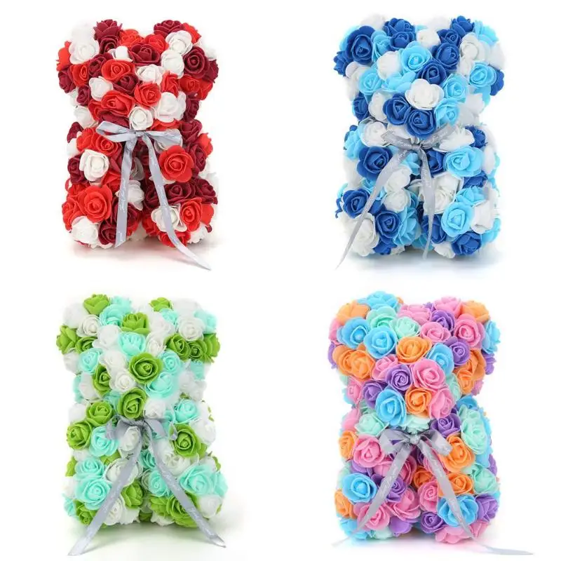 

Fashionable Preserved Eternal Soap Flower Rose Bear Valentine Wedding Birthday Gift 25x16x15cm