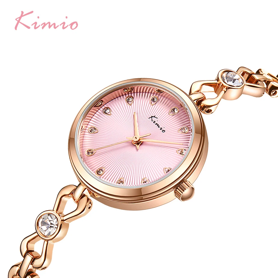 KIMIO Brand Small Dial Quartz Watches For Women Ladies Stainless Steel Hollow Thin Bracelet Watch Delicate Crystal Wristwatch