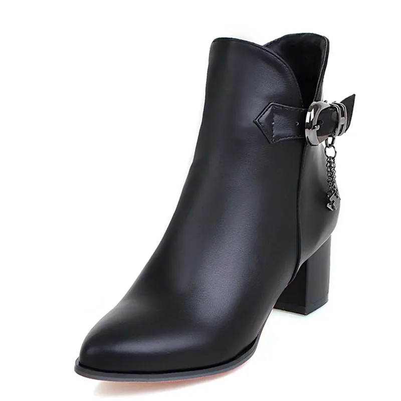 

Womens Ladies Autumn Winter Ankle Boots Fashion Buckle Dress Boots Thick Heel Pointed Toe Female Career Shoes High Heels Booties