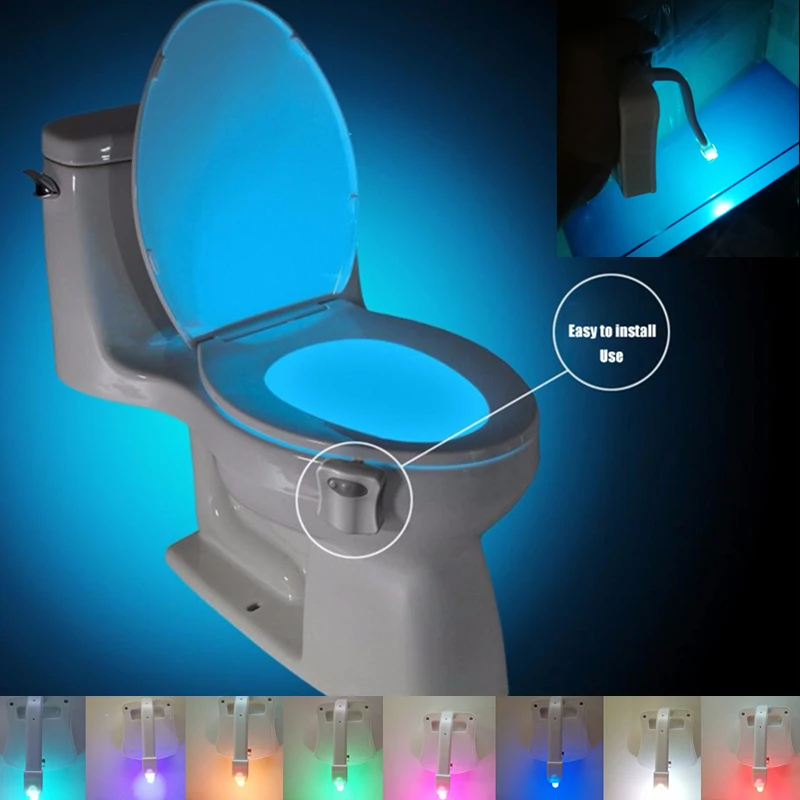Умный датчик движения, ночной Светильник для унитаза, 8 цветов ...