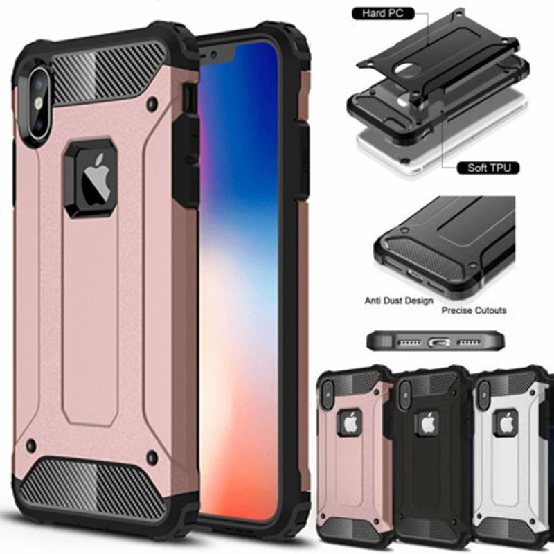

For iphone X XS Max XR Case Heavy Duty Hybrid TPU Armor Full Back Cover For iphone 5 5s SE 6 6s 7 8 Plus Rugged Coque Fundas