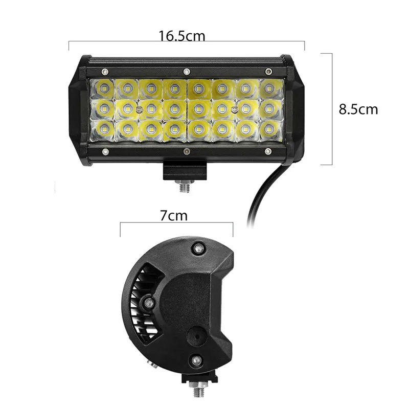 7 дюймов светодиодный бар светодиодный рабочий свет бар для вождения внедорожной лодки автомобиль трактор грузовик 4x4 SUV ATV 12 V 24 V Номинальный 72 W 24 светодиодный прожектор