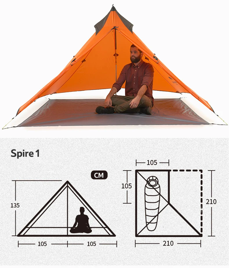 Naturehike 1 Человек Палатка Сверхлегкий 20D кремния двойной слой водонепроницаемый 3 сезон открытый туристический бесшумный палатки NH17T030-L