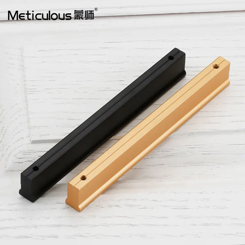 Meticuluos الأسود مقابض لقطع الأثاث سبائك الزنك مقابض للخزانة خزانة دولاب دولاب باب التأثيرات المقابض المطبخ مقابض