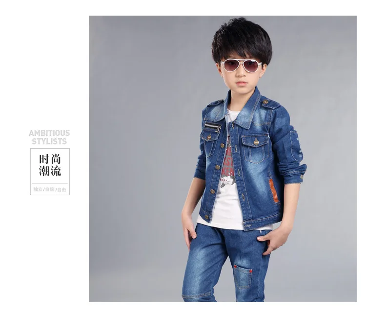 

Spring Autumn Teens Jeans Boys Clothes Sets And Pants 2pcs Demin Suits Children Clothing Sets Tracksuits