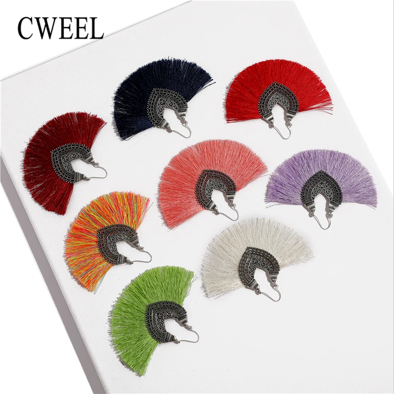 CWEEL Women's Long Tassel Earrings Fringe Earing Fashion Drop Vintage Ethnic Dangle Bohemian Statement Woman 2018 Earring