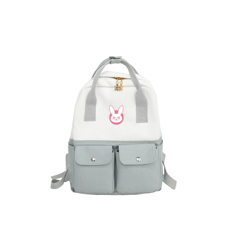 Рюкзак для косплея из аниме игры OW, рюкзаки из парусины с изображением кролика DVA, школьные сумки для ноутбука, сумки для путешествий, рюкзак для подростков - Цвет: Зеленый