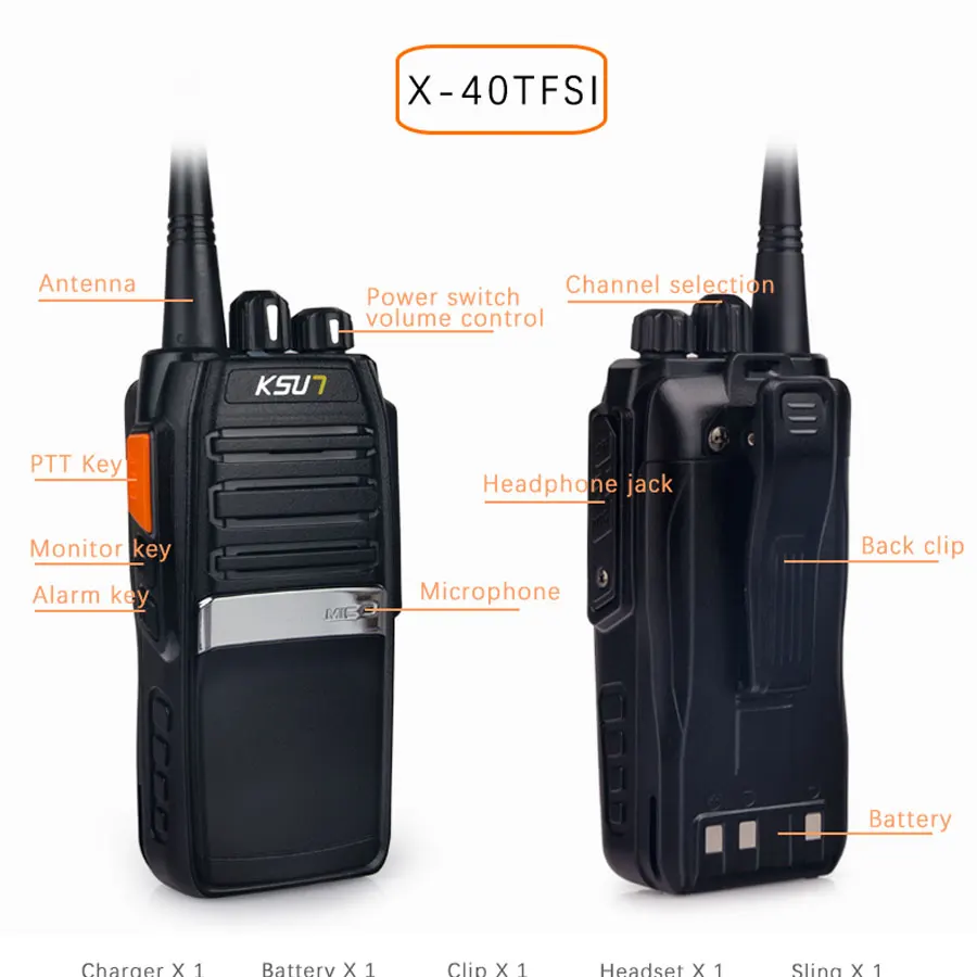 KSUN Walkie Talkie X-40TFSI сильное проникновение 8 Вт Высокая мощность двухстороннее радио интеллектуальное энергосберегающее портативное ручное радио