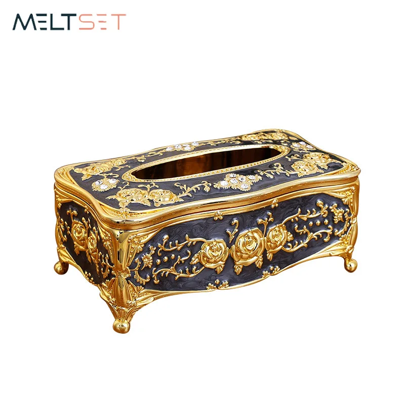 

European Style Acrylic Tissue Box Bathroom Car Room Napkin Organizer Retro Paper Holder Luxury Napkin Box Home Office Decoration