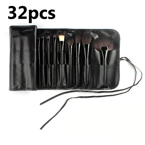 Кисти для макияжа 32 шт. pincel de maquiagem кисти для макияжа Профессиональный набор кистей для макияжа Набор инструментов черная кожаная сумка держатель - Handle Color: 32pcs