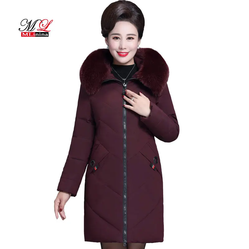 Mlinina 2019 New Winter Coat Women Middle aged Long Cotton