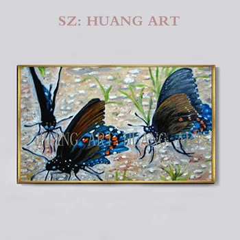 

Art Hand Painted Abstract Flying in Butterfly Aniaml Oil Painting on Canvas Wall Art Picture For Living Room Home Decor No Fram