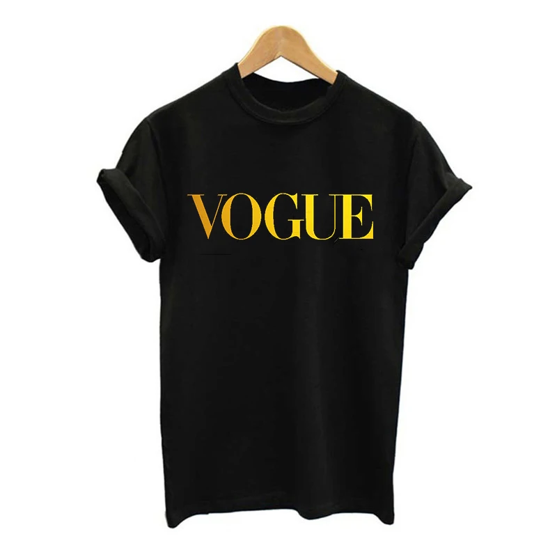 Женская Винтажная Футболка с принтом VOGUE Harajuku Повседневная футболка лето
