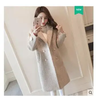 Mao пальто женское средней длины корейский выпуск Новое милое белое шерстяное пальто осень и зима - Цвет: Хаки