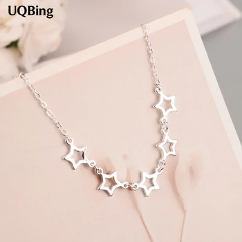 

Drop Shipping 925 Sterling Silver Chain Necklaces Hollow Star Pendants&Necklaces Jewelry Collar Colar de Plata