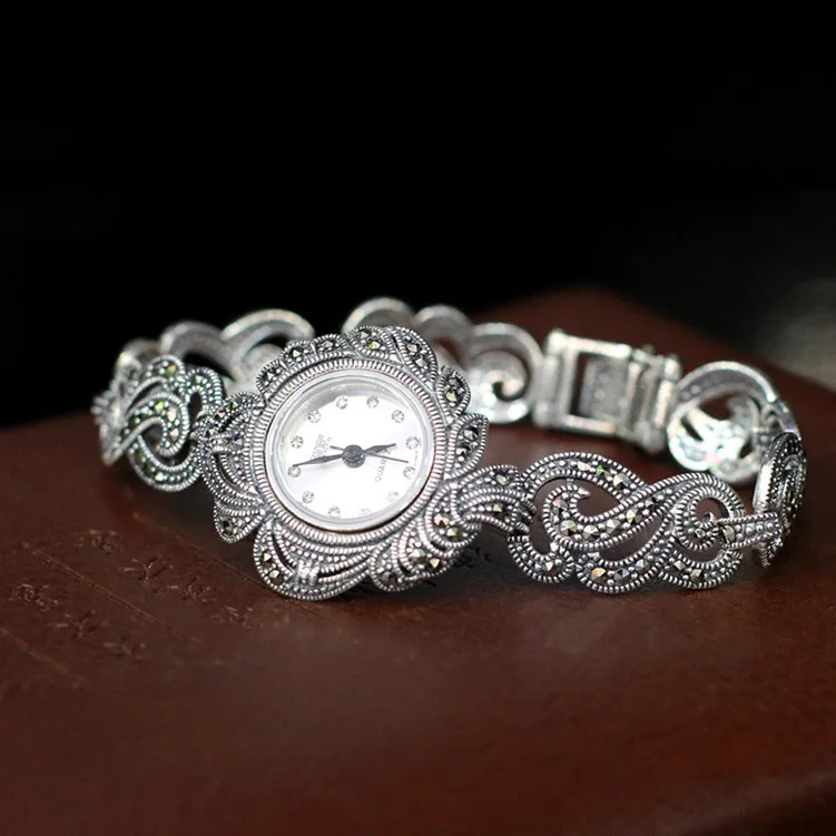  S925 pure silver refined Thai women's aesthetic temperament type bracelet watches - 32926598205