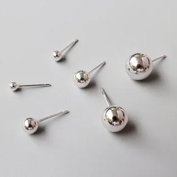 

Minimalism Authentic 925 Sterling silver High Polished Lucky Round Ball Stud Earrings Fine jEWELRY 3mm-10mm E5