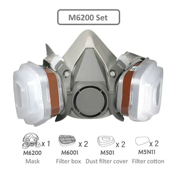

6200 Industrial Half Face Painting Spraying Gas Mask Respirator Anti-particulate Filters Anti-dust Anti-fog Masks Safety Work