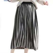 Новинка, осенне-Весенняя облегающая женская бархатная юбка с высокой талией, плиссированные юбки, плиссированная юбка