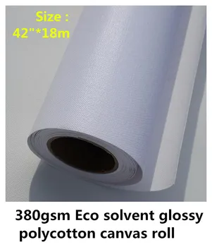 

42"*18m waterproof heavy weight stretched inkjet printing glossy eco solvent polycotton canvas roll for art exhibition 380gsm