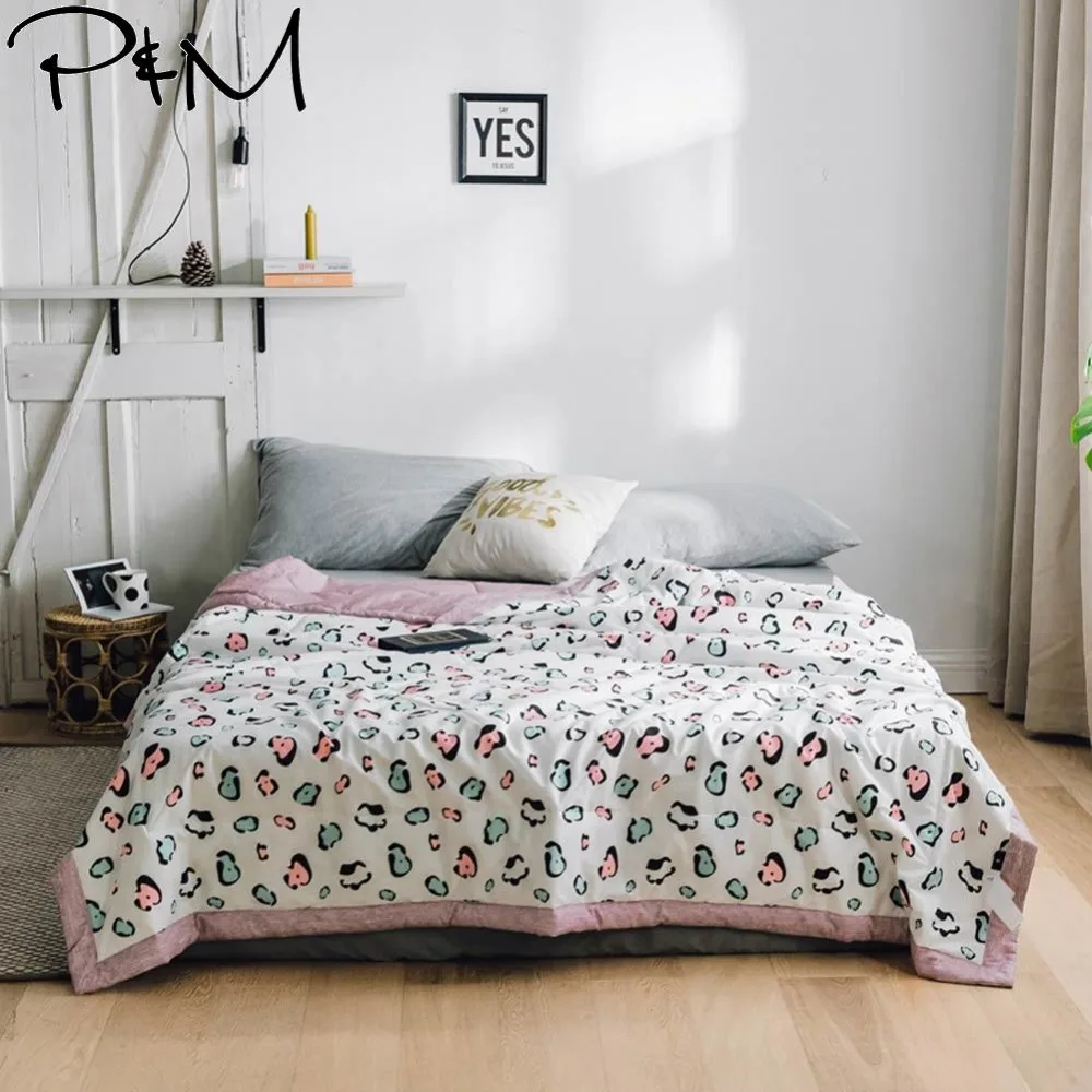 

2019 Colorful Leopard Print Stitching Comforter Summer Quilt Cotton Fabric Quilting Blanket Twin Full Queen Size Bedspread
