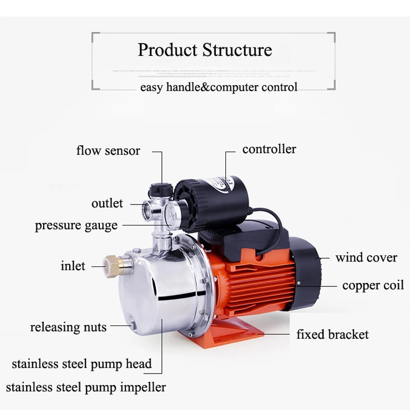 Медный двигатель, насос-усилитель давления воды для дома, автоматический насос-усилитель воды для душа, бытовой Бустерный Насос для душа