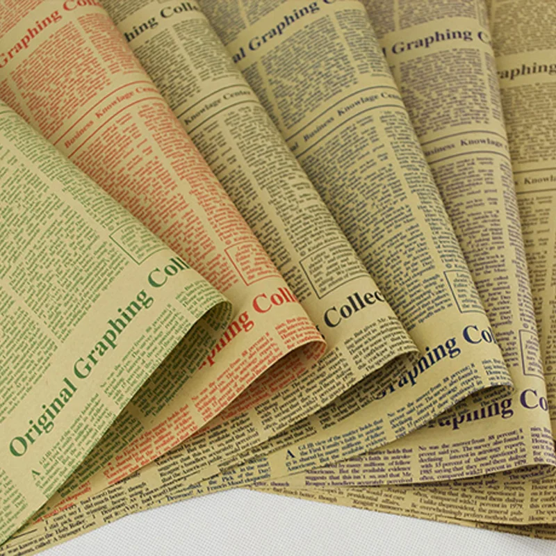 20sheets/lot Gift Wrapping Paper Roll Vintage Newspaper Double Sided